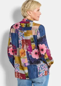 Hemdbluse aus Viskose im Mustermix