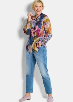 Hemdbluse aus Viskose im Mustermix