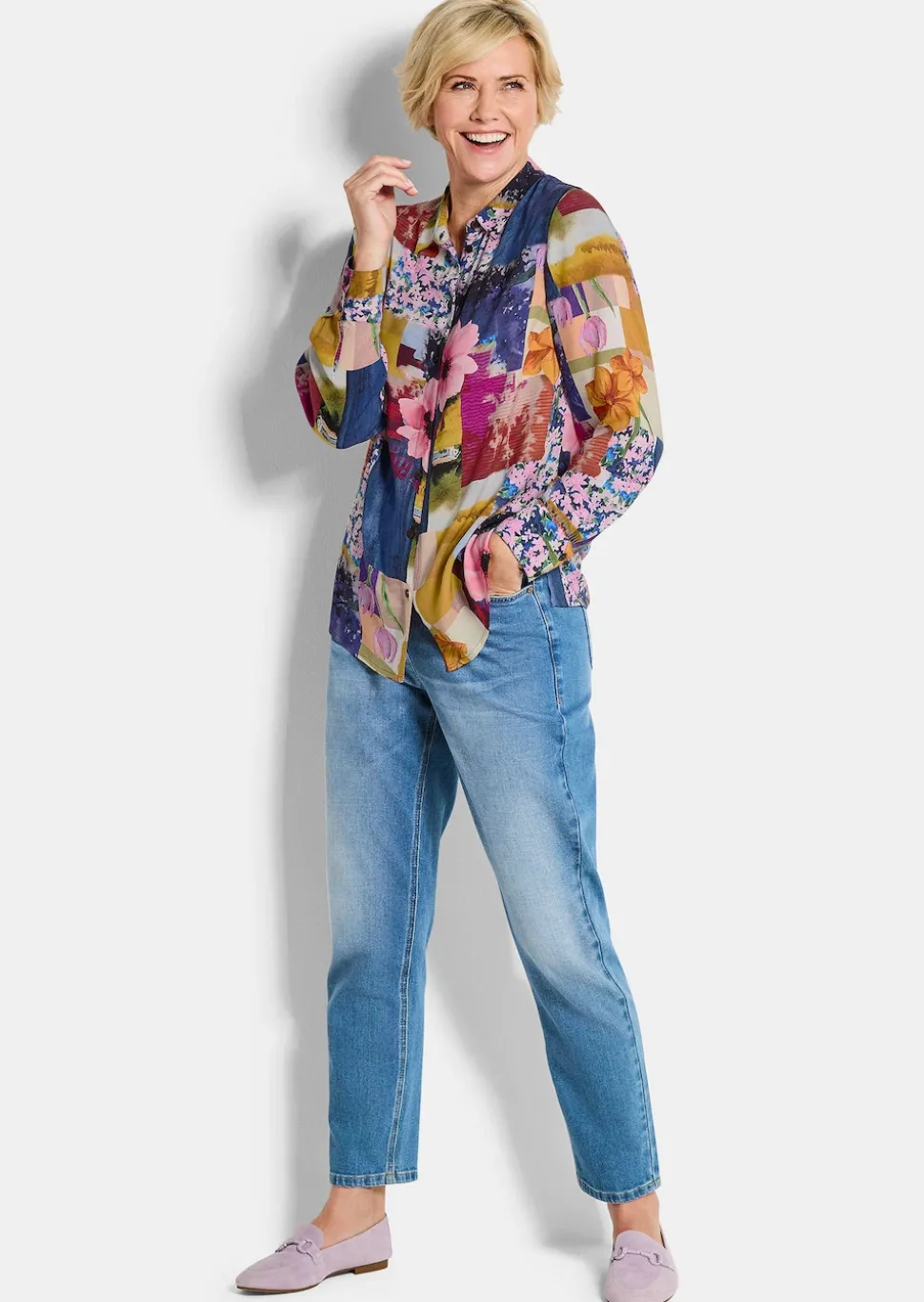 Hemdbluse aus Viskose im Mustermix