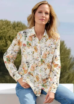 Hemdbluse aus Viskose mit Blumenmuster