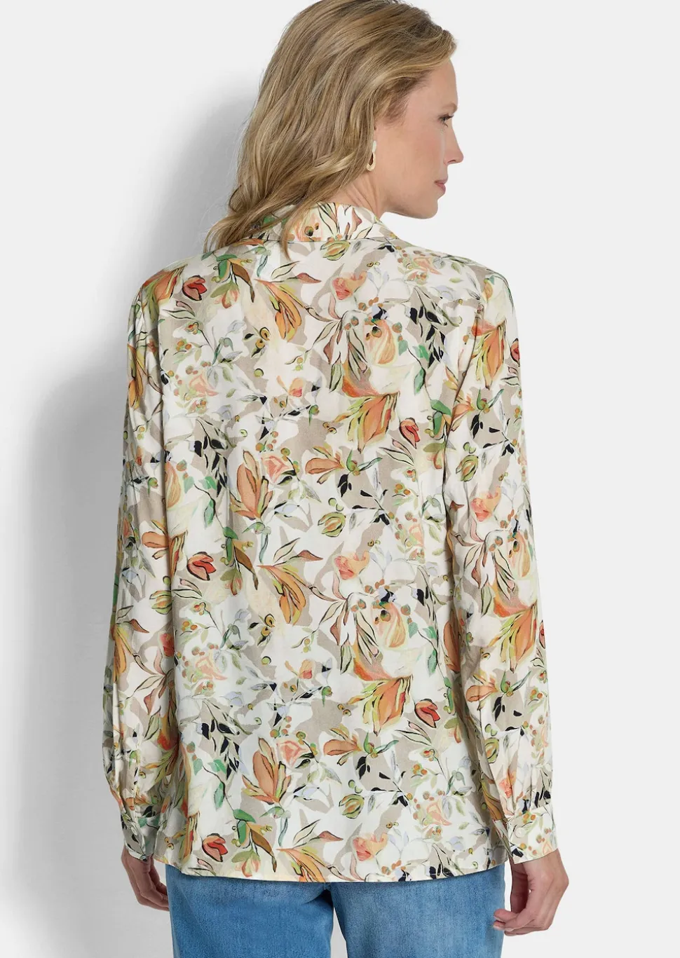 Hemdbluse aus Viskose mit Blumenmuster