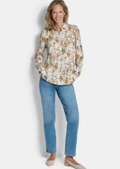 Hemdbluse aus Viskose mit Blumenmuster