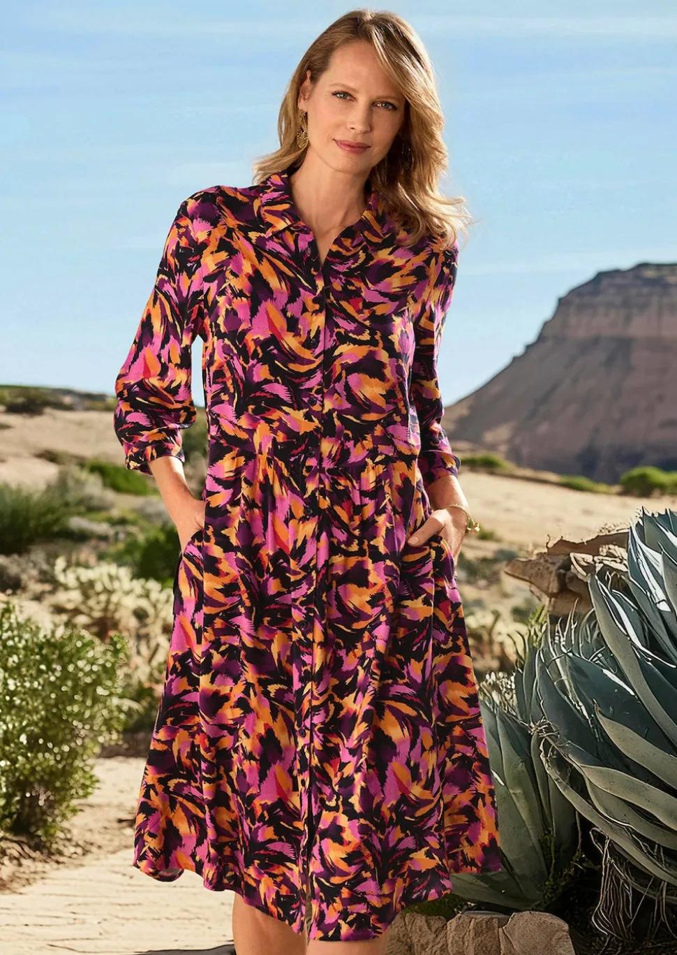 Hemdblusenkleid aus reiner Viskose