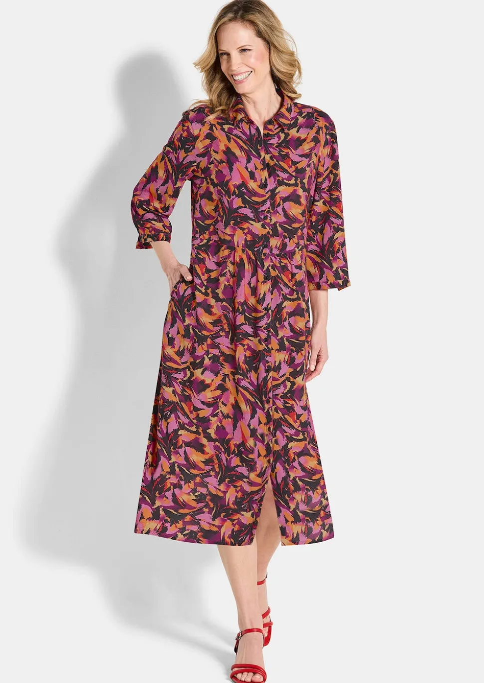 Hemdblusenkleid aus reiner Viskose