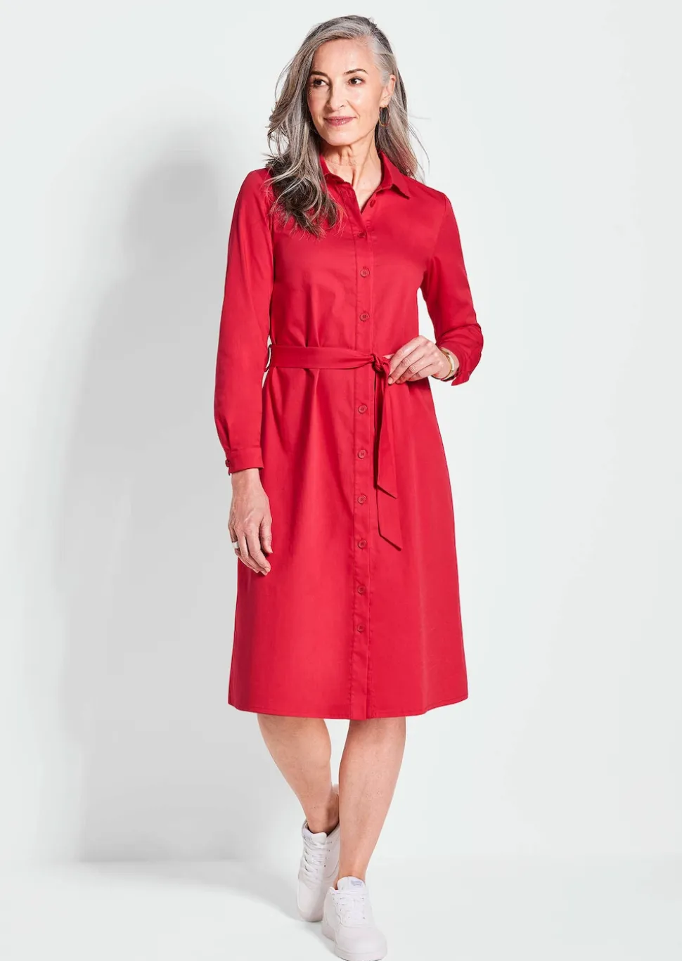 Hemdblusenkleid mit Bindegürtel
