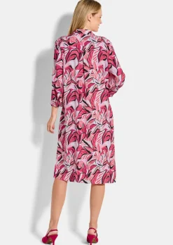 Hemdblusenkleid mit Blätterprint