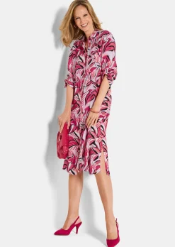 Hemdblusenkleid mit Blätterprint
