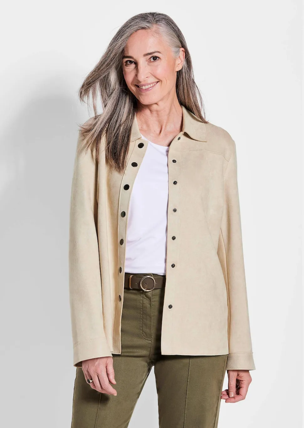 Hemdjacke in Velourslederoptik