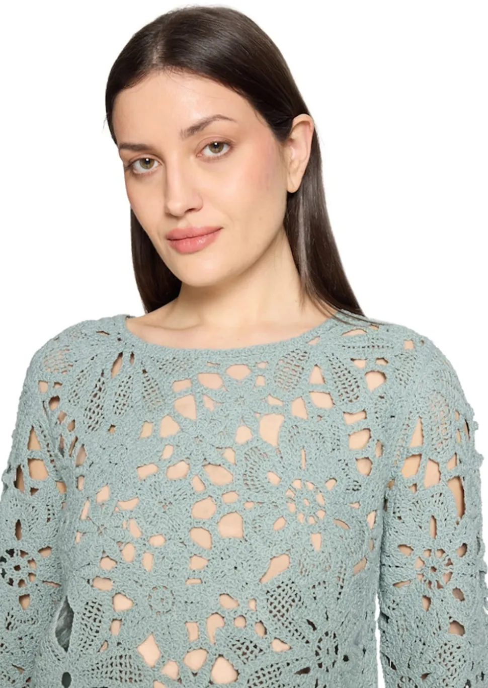 Häkelpullover mit Blütenmuster