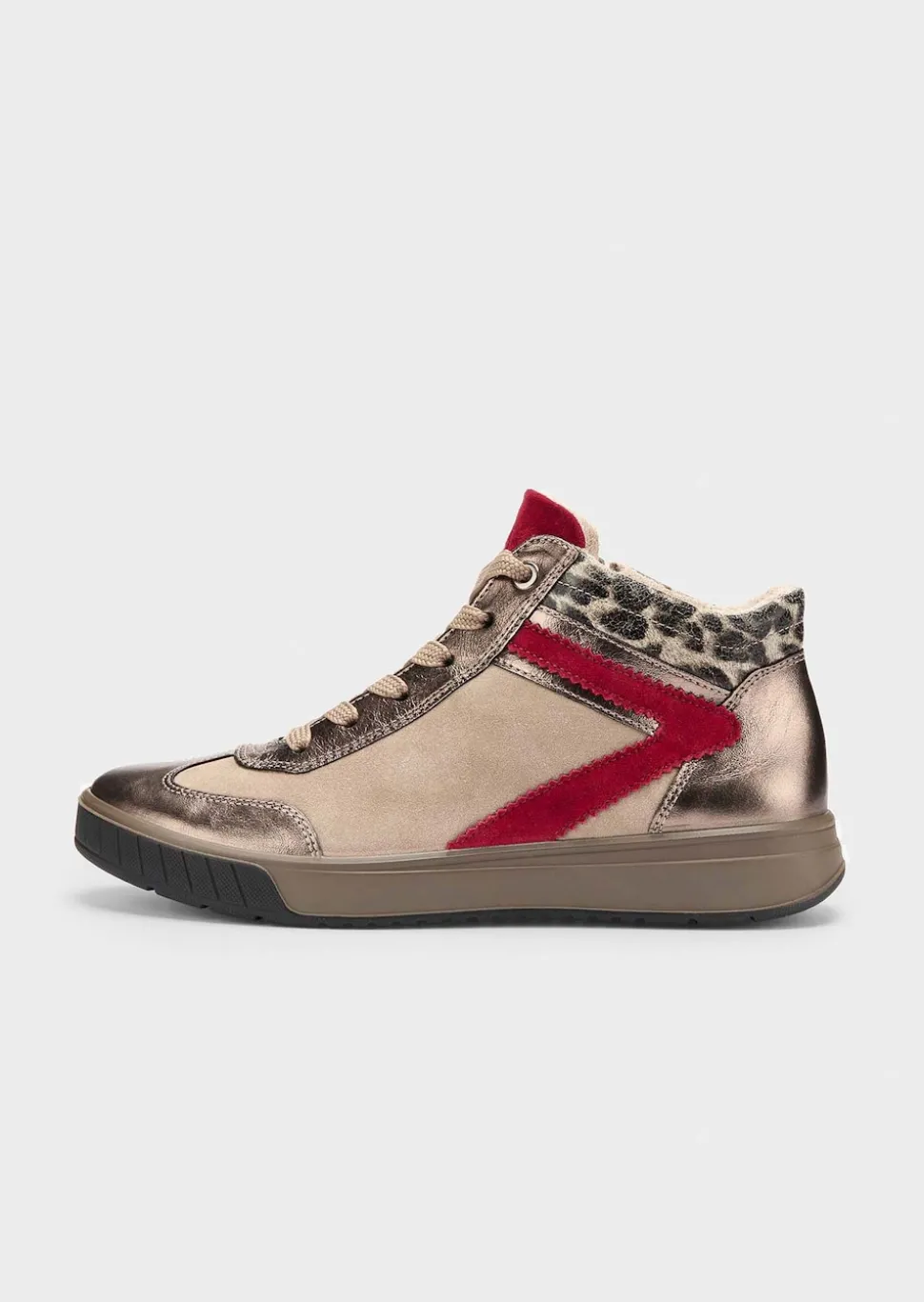 Hohe Sneaker mit Leo Print und Metallic-Optik