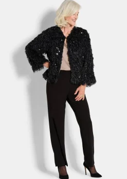 Jacke in Feder-Optik mit Pailletten