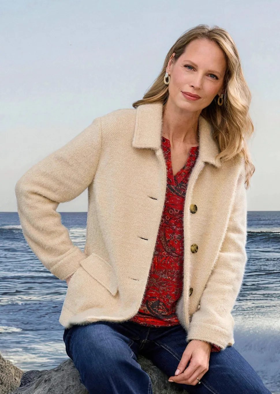 Jacke in flauschiger Qualität mit Lurex