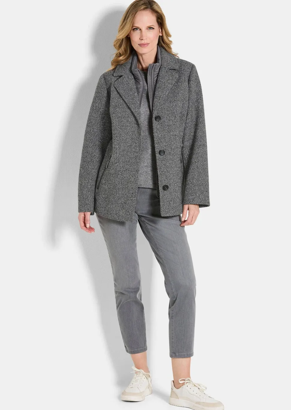 Jacke in 2-in-1-Optik mit Steppeinsatz