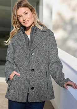 Jacke in 2-in-1-Optik mit Steppeinsatz