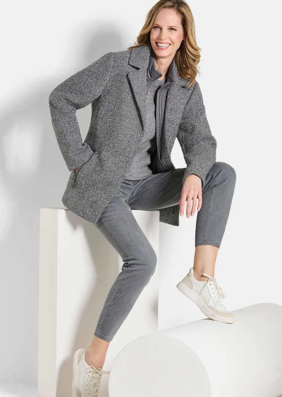 Jacke in 2-in-1-Optik mit Steppeinsatz