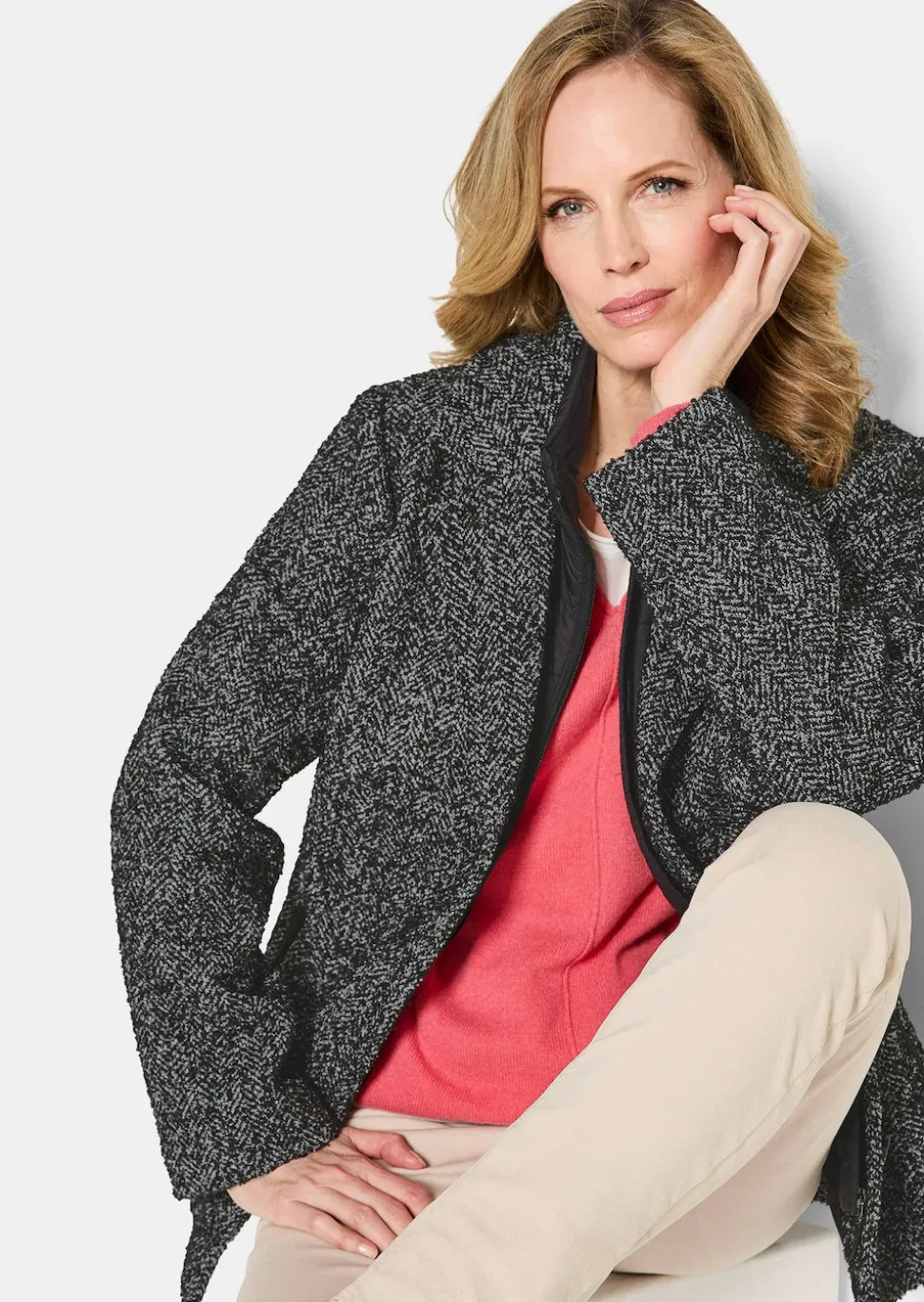 Jacke in 2-in-1-Optik mit Steppeinsatz