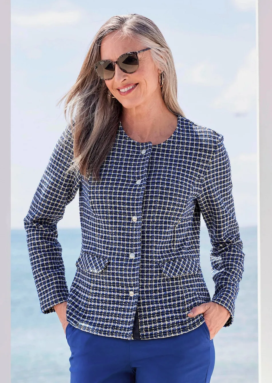 Jacke in Karo-Optik