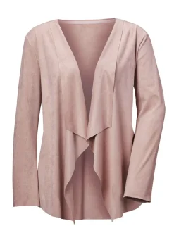 Jacke in Velours-Optik mit Wasserfallkragen