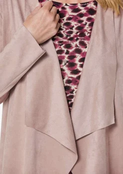 Jacke in Velours-Optik mit Wasserfallkragen