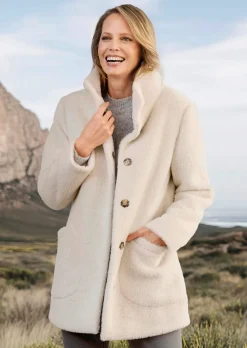 Jacke mit Stehkragen aus Federgarn