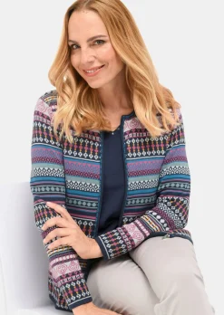 Jacquardstrickjacke mit farbenfrohem Ringelmuster