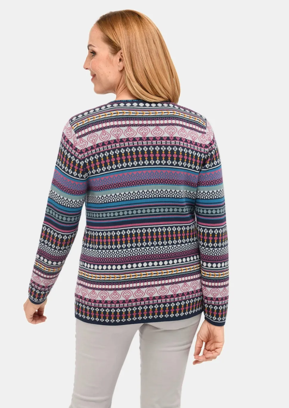 Jacquardstrickjacke mit farbenfrohem Ringelmuster