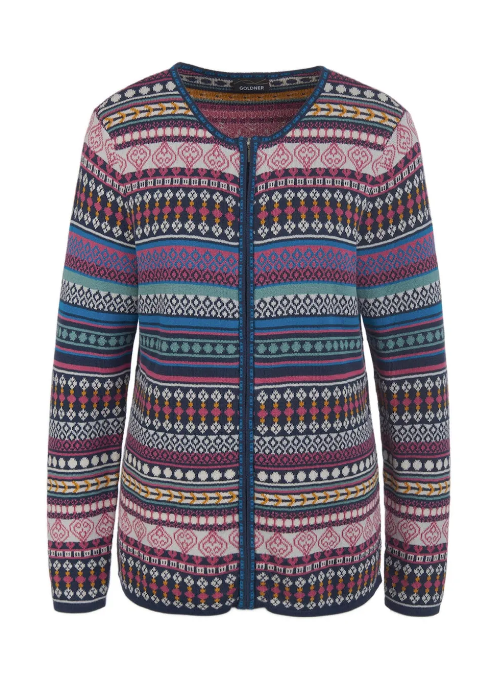 Jacquardstrickjacke mit farbenfrohem Ringelmuster