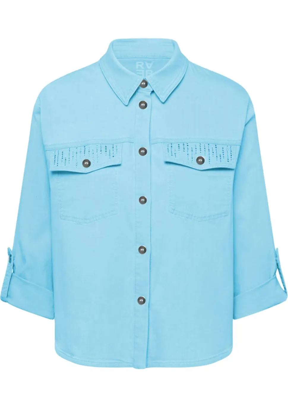 Jeansbluse mit glitzernden Pattentaschen