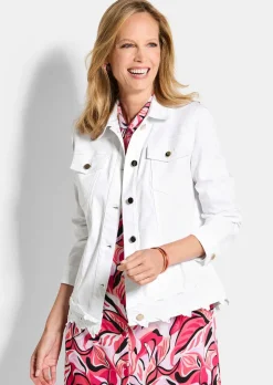 Jeansjacke mit Blumenborte