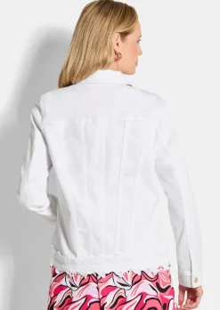 Jeansjacke mit Blumenborte