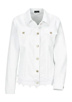 Jeansjacke mit Blumenborte