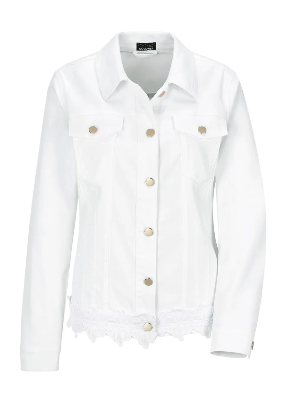 Jeansjacke mit Blumenborte