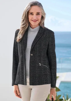 Jersey-Blazer in Tweed-Optik