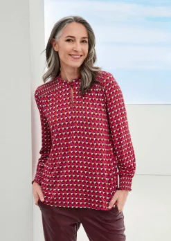Jerseybluse mit modischen Smok-Details