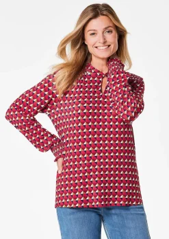 Jerseybluse mit modischen Smok-Details