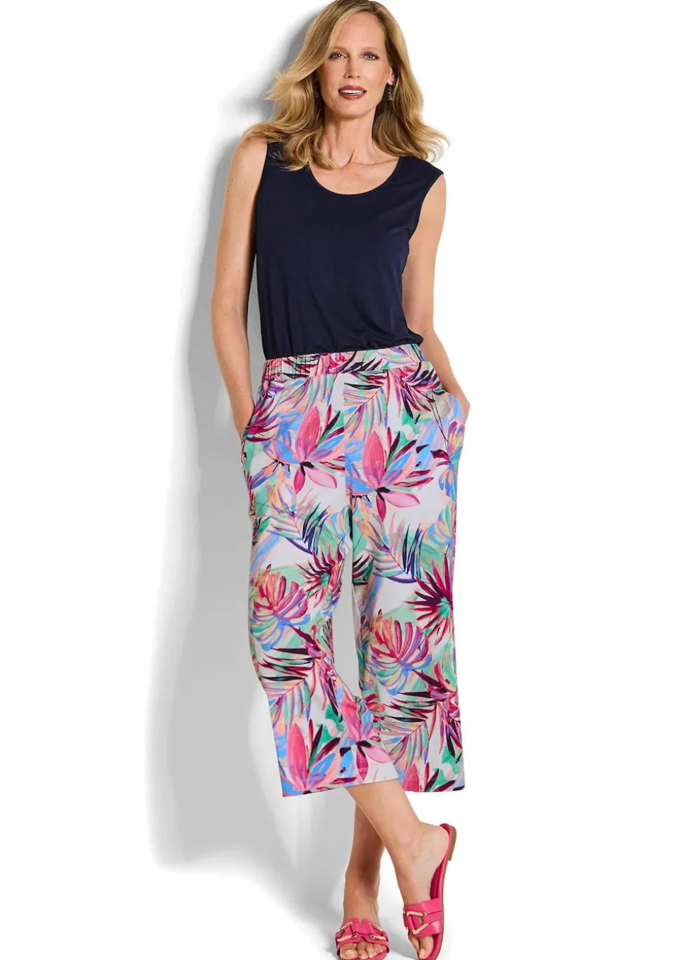 Jersey-Culotte VERA mit Palmenprint