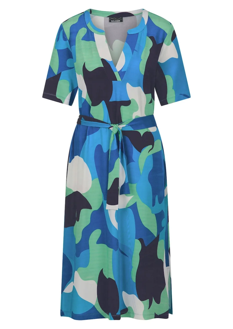 Jerseykleid mit Bindeband und Taschen