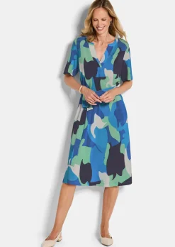 Jerseykleid mit Bindeband und Taschen