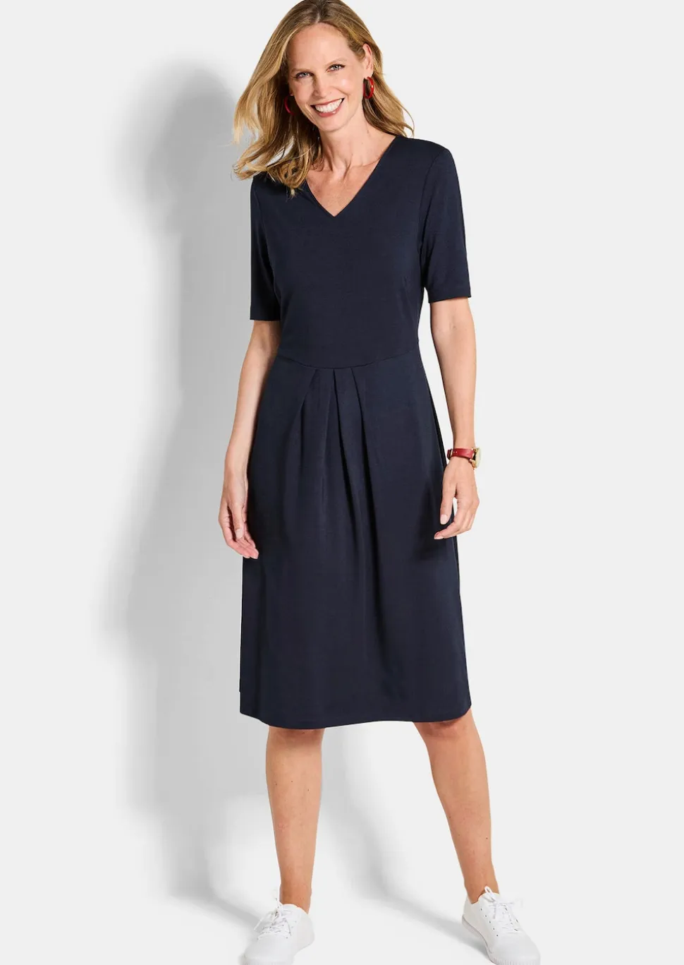 Jersey-Kleid mit V-Ausschnitt