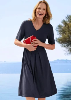 Jersey-Kleid mit V-Ausschnitt