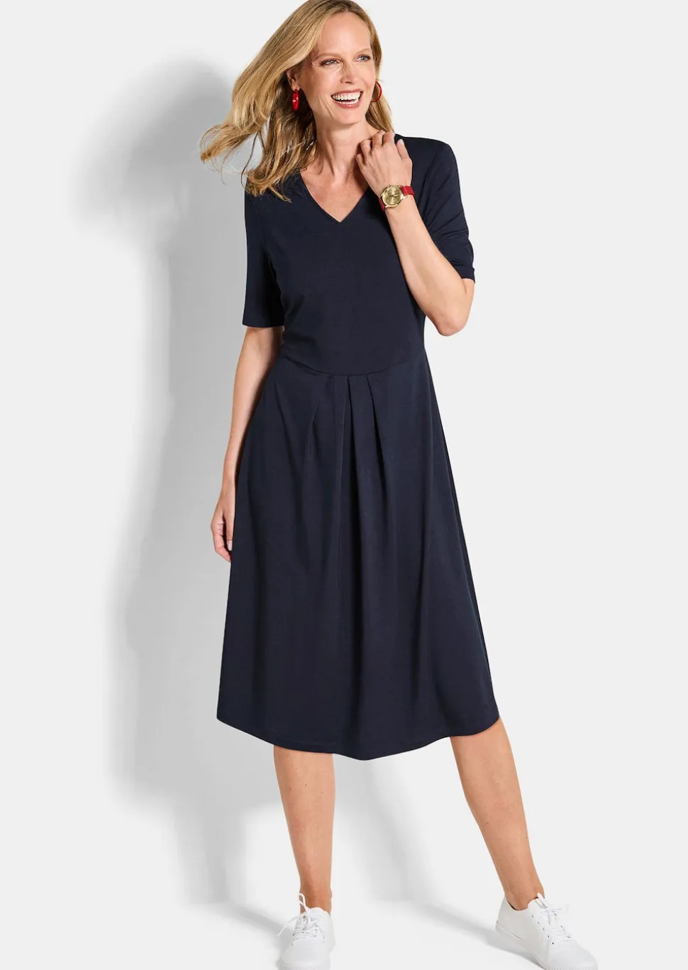 Jersey-Kleid mit V-Ausschnitt