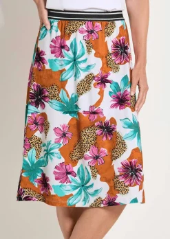 Jerseyrock mit Animal Print und Blumen