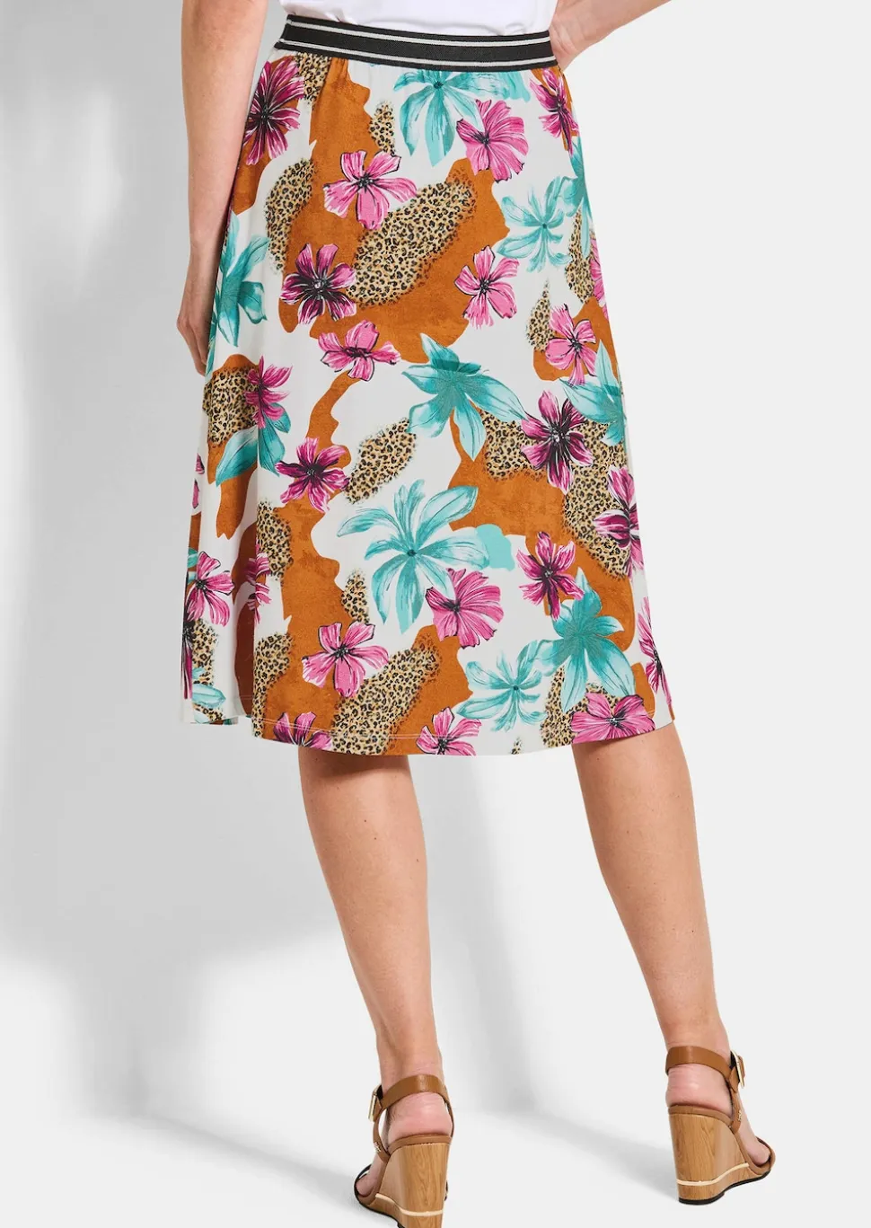 Jerseyrock mit Animal Print und Blumen