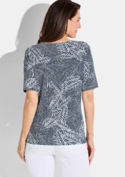 Jersey-Shirt im Blätter Print