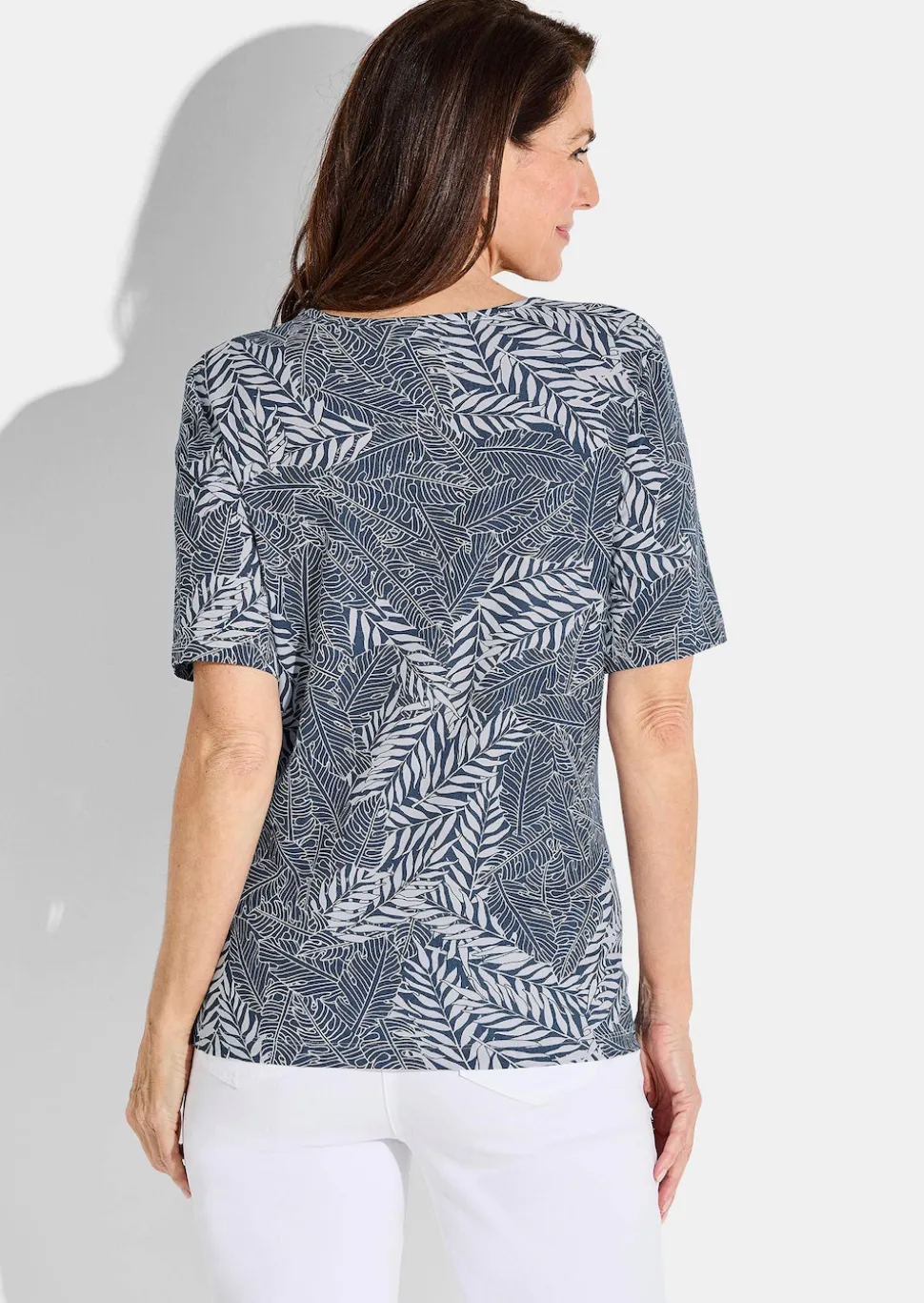 Jersey-Shirt im Blätter Print