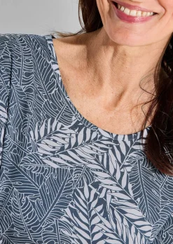 Jersey-Shirt im Blätter Print