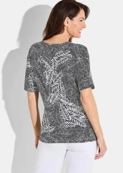 Jersey-Shirt im Blätter Print