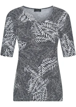 Jersey-Shirt im Blätter Print