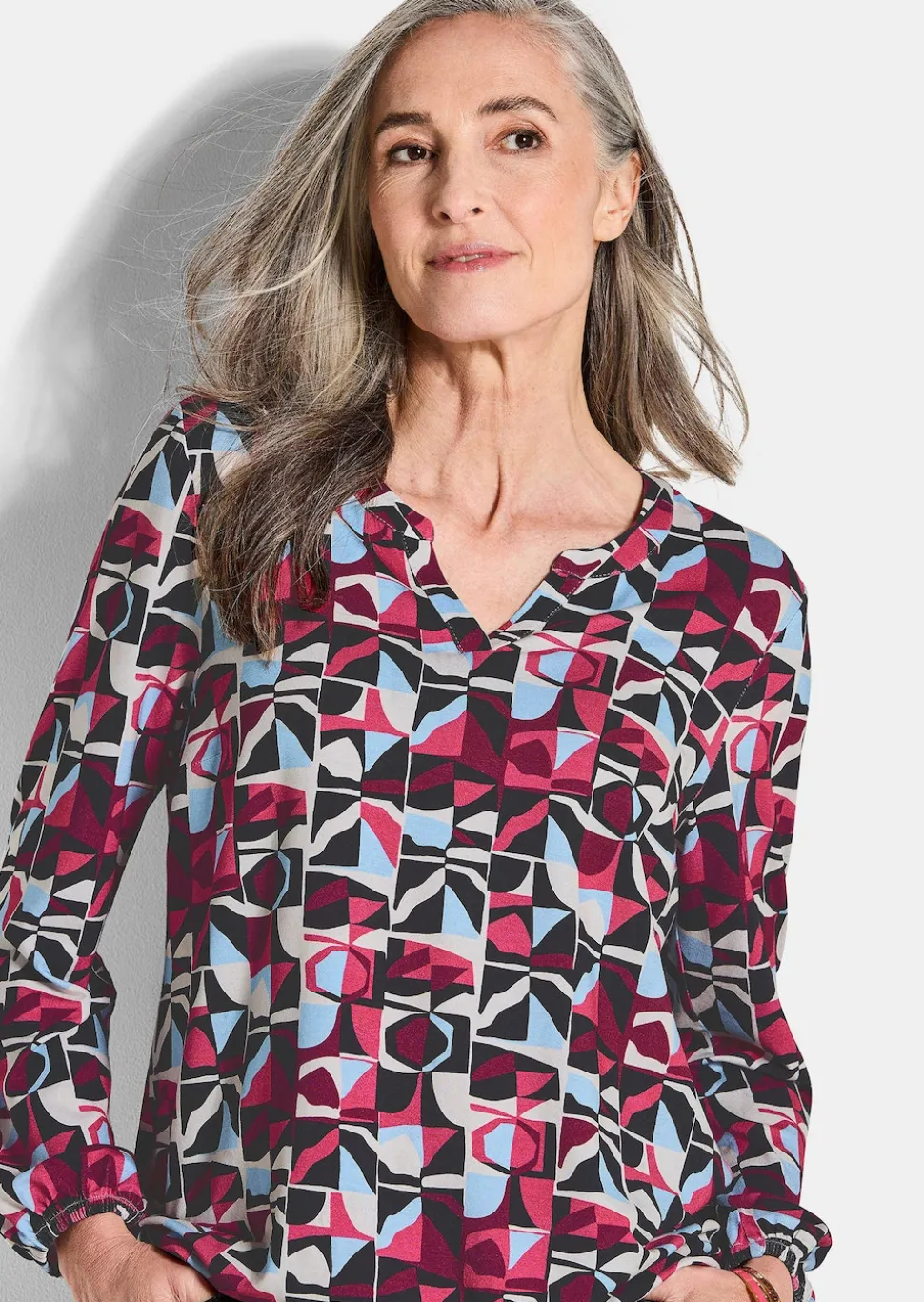 Jersey-Shirt im eleganter Blusen-Optik