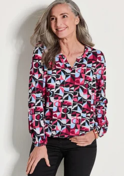 Jersey-Shirt im eleganter Blusen-Optik